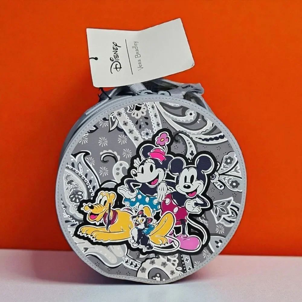 Vera Bradley Disney Whimsy Mickey Minnie Cosmetic Case NWT Gray Paisley Travel
